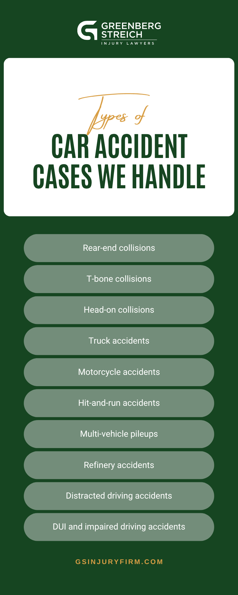 Car Accident Cases We Handle Infographic