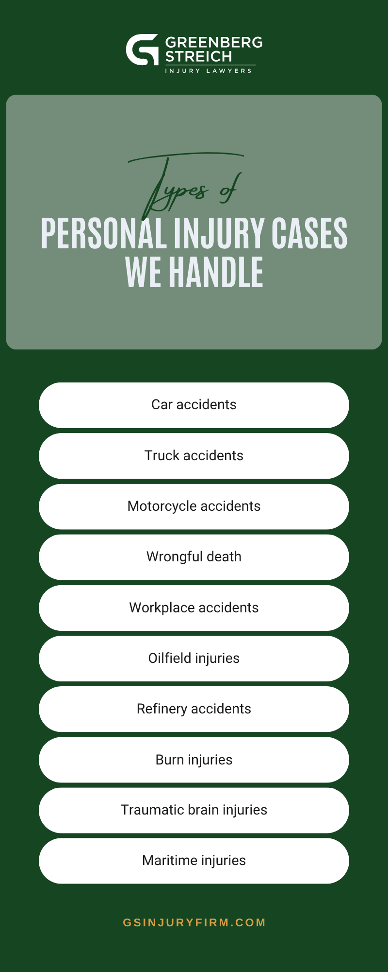 Personal Injury Cases We Handle Infographic