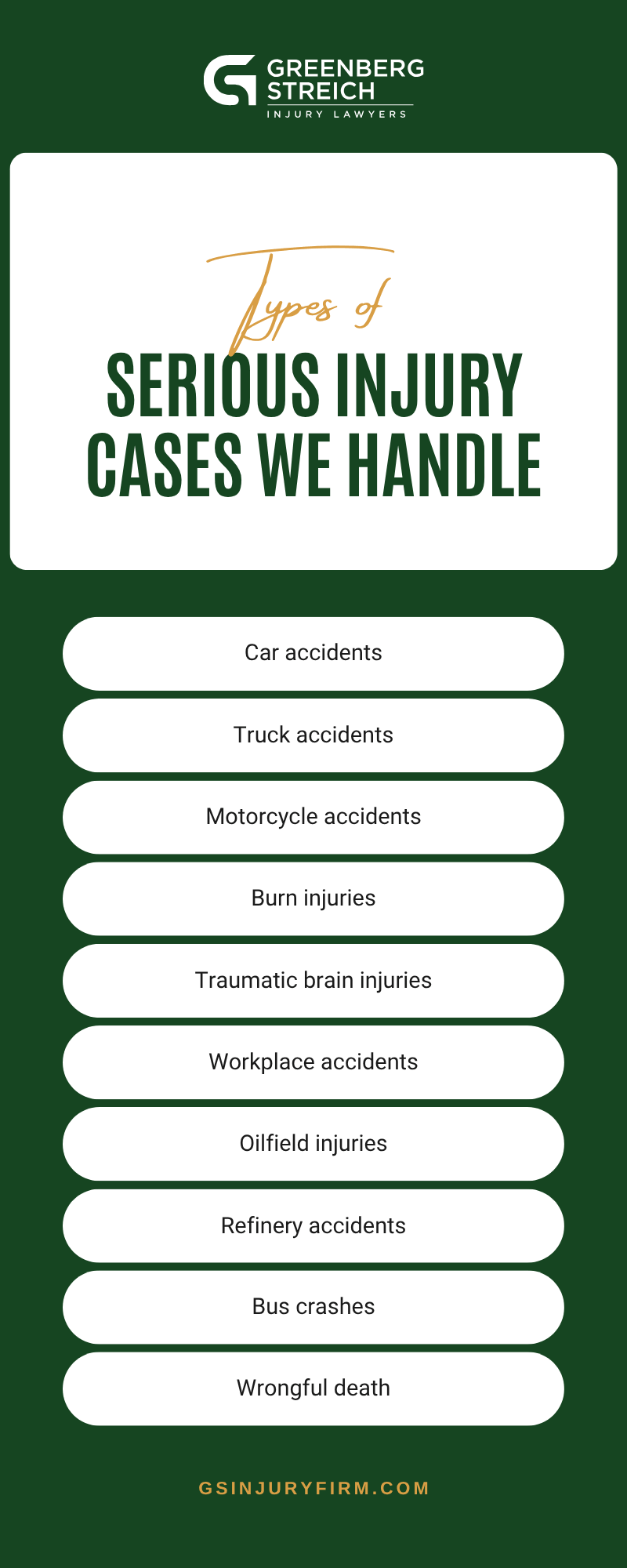 Serious Injury Cases We Handle Infographic